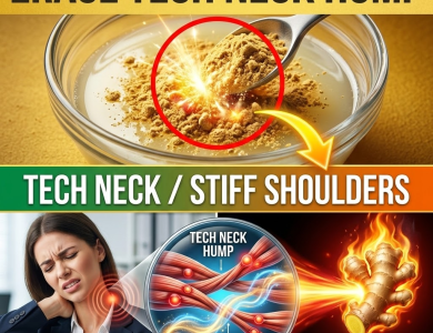 Erase the “Tech Neck” Hump! The 60-Second Stretch & 2-Minute Pantry Rub for Stiff Shoulders